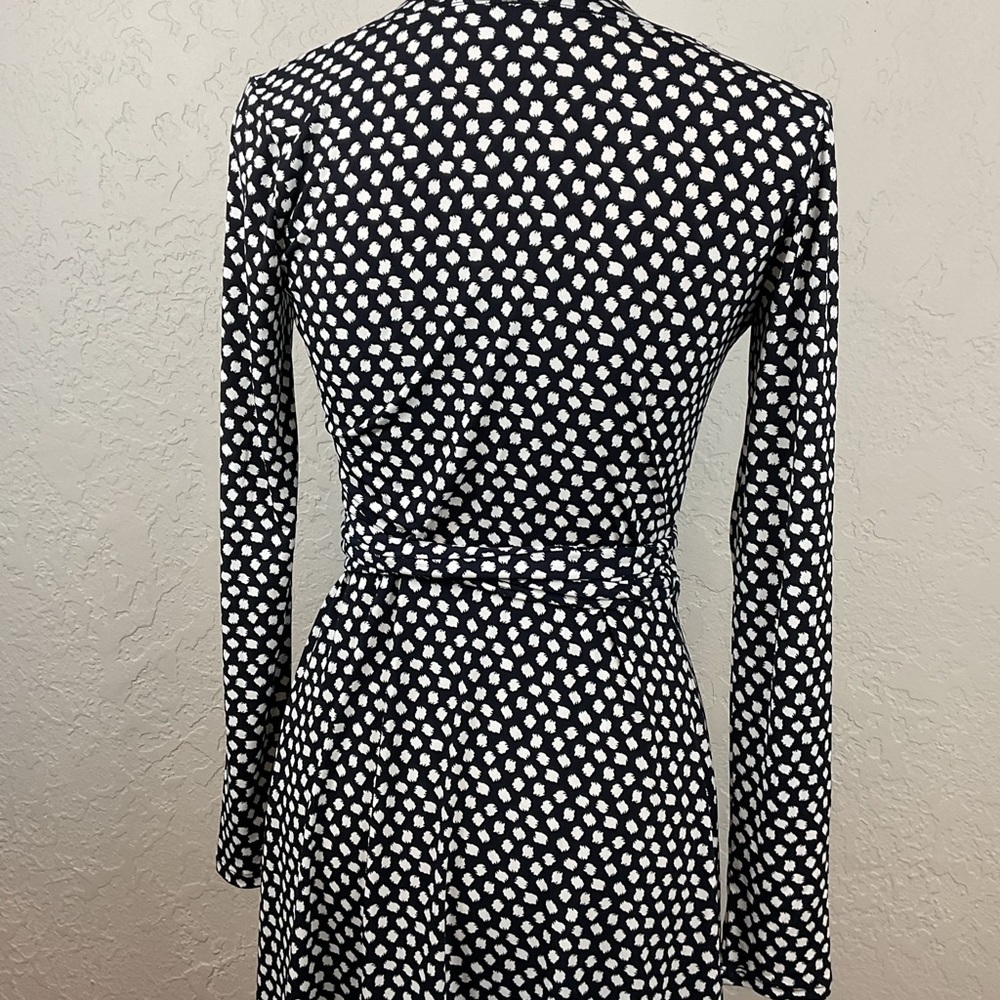 Banana Republic Long Sleeve Black White Polka Dot Wrap Dress Size XS - Picture 11 of 13
